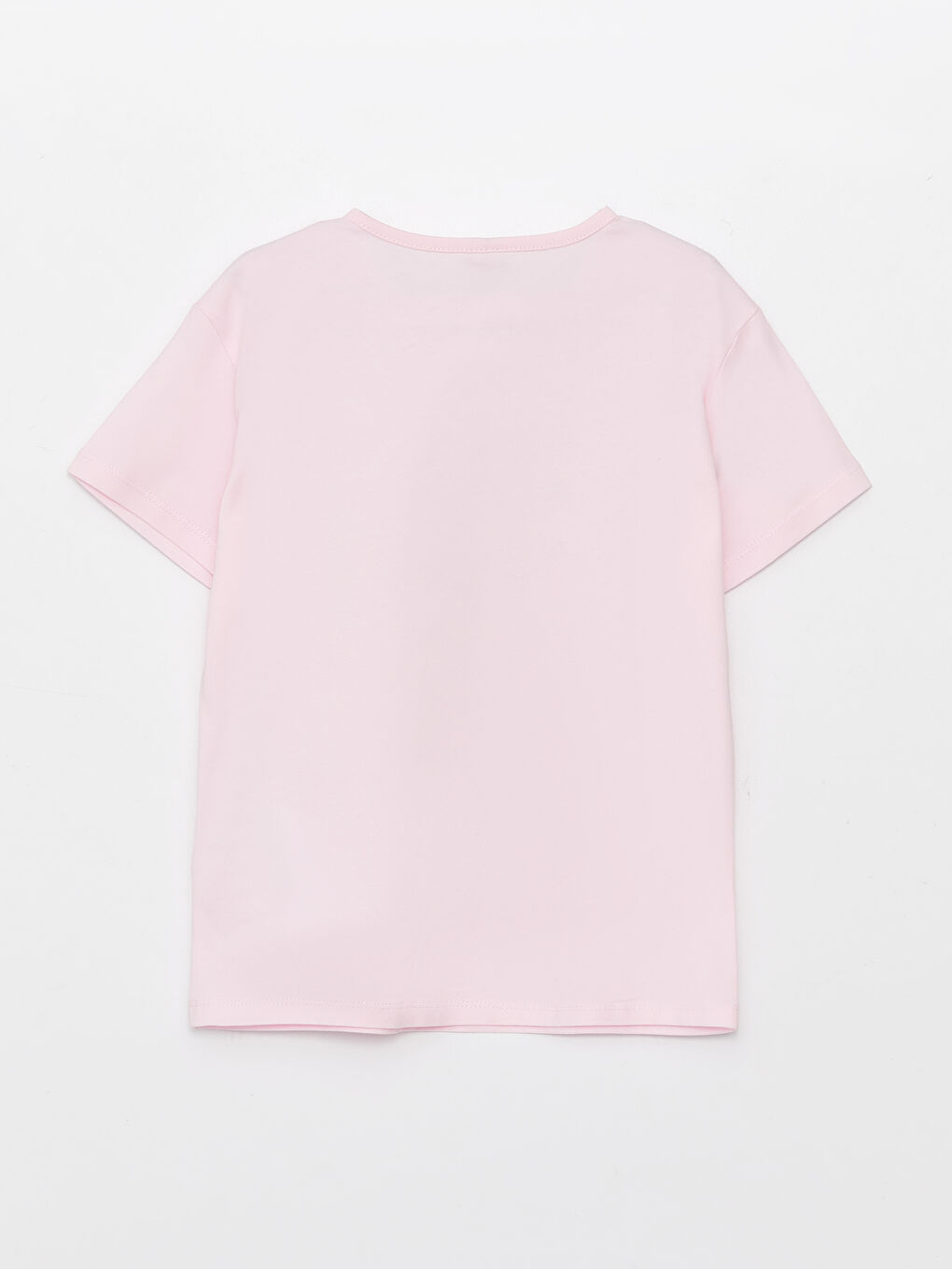 қыздарға арналған дөңгелек жағалы принтті қысқа жең футболка-5