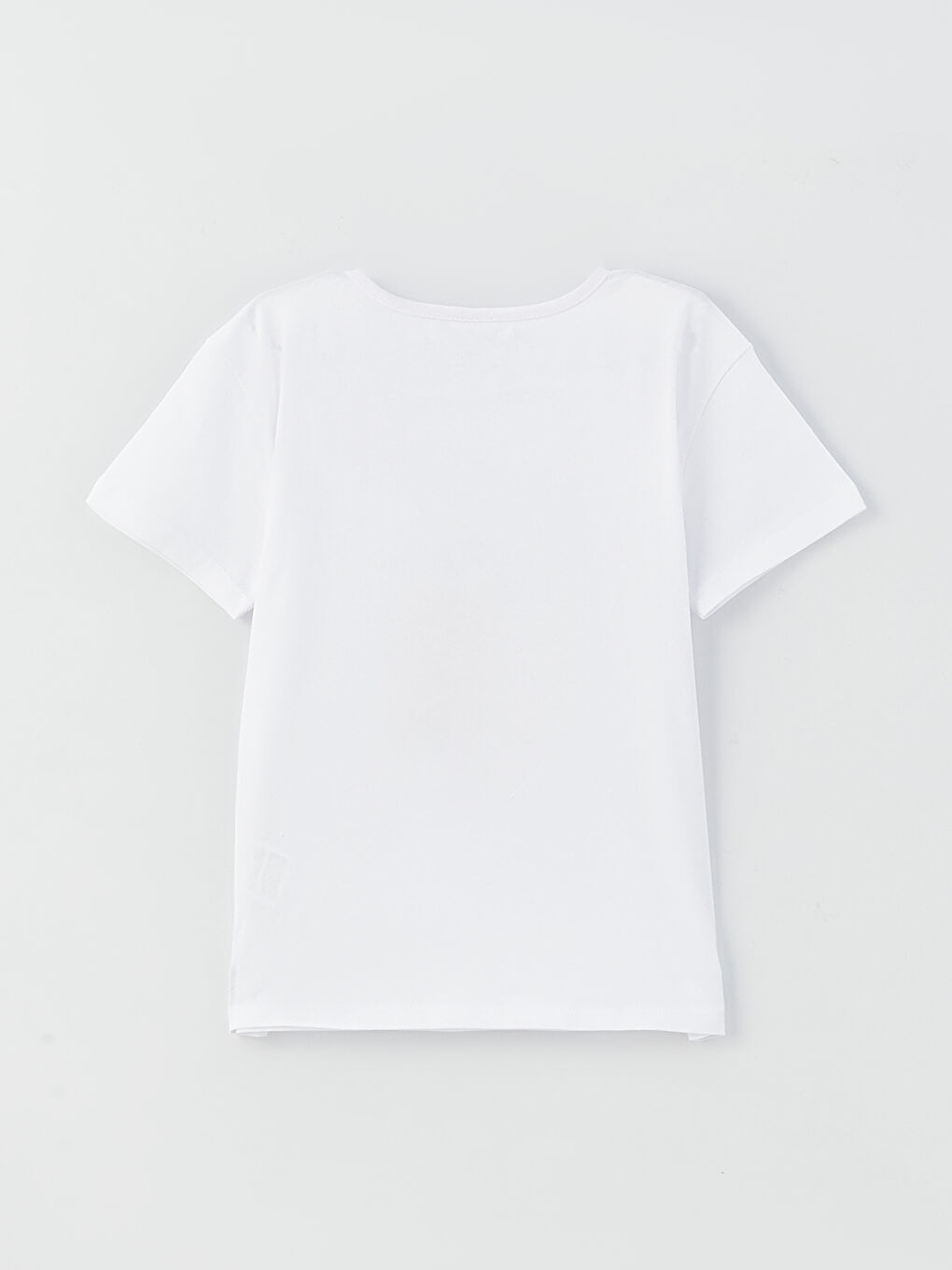 Beyaz Bisiklet Yaka Baskılı Kısa Kollu Kız Çocuk Tişört-1
