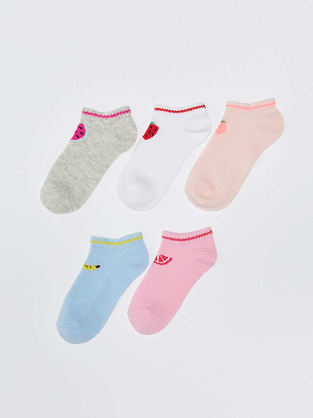 Patterned Girls' Trainer Socks 5 Pack