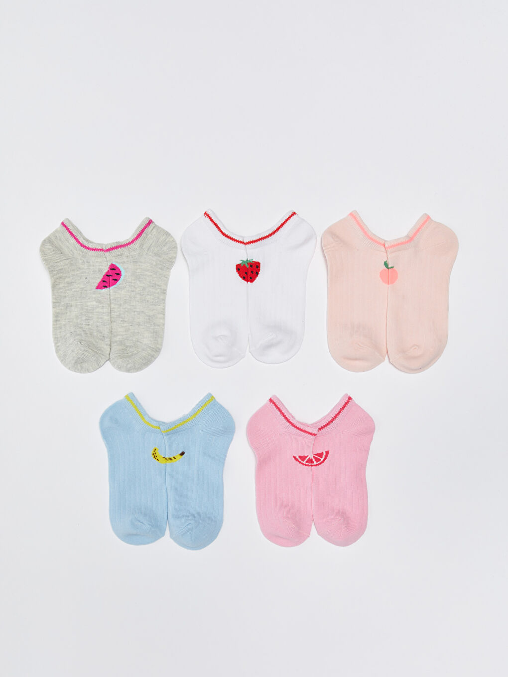 Patterned Girls' Trainer Socks 5 Pack-1