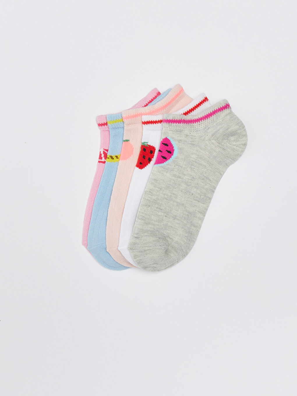 Patterned Girls' Trainer Socks 5 Pack-2