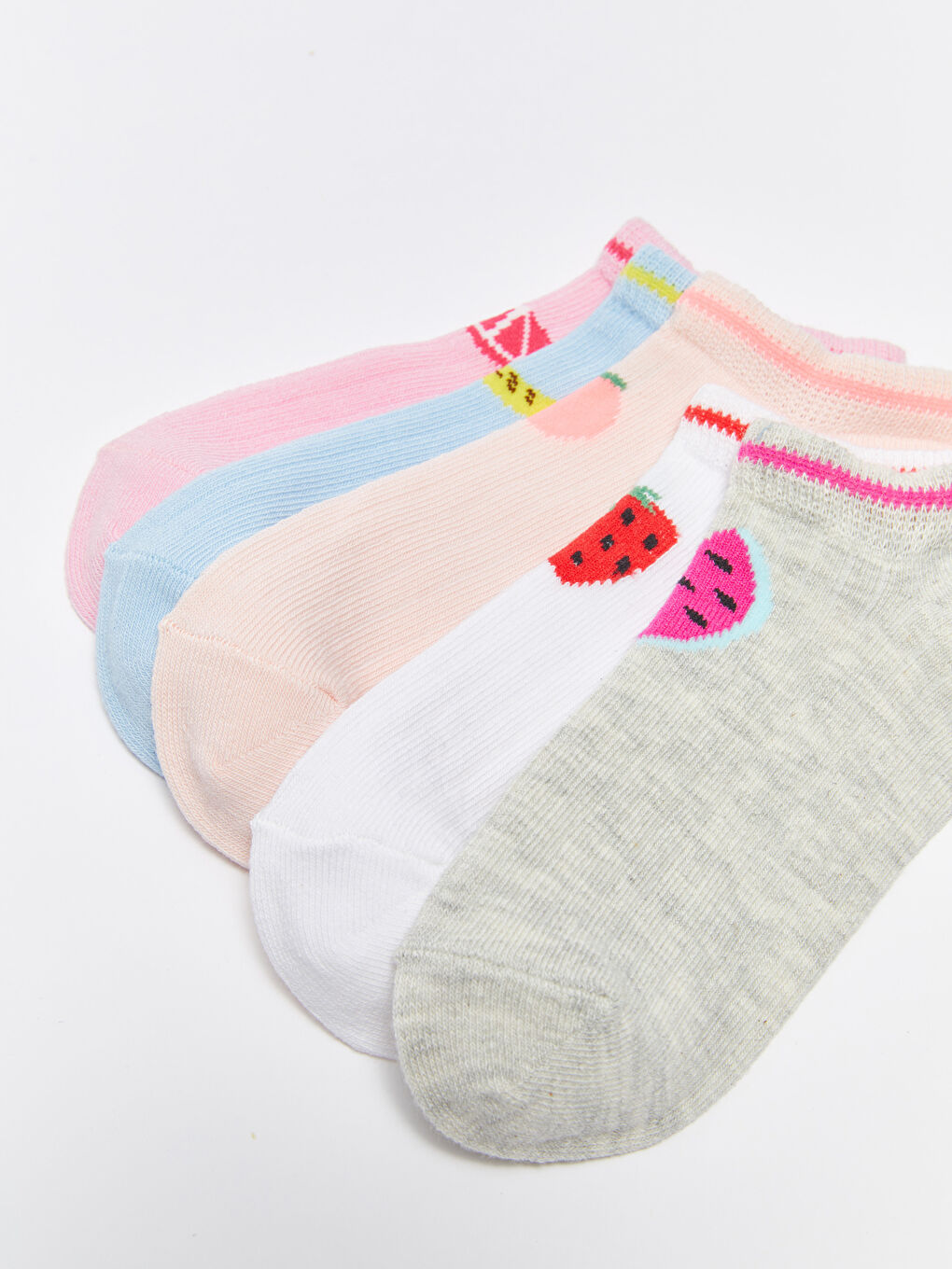 Patterned Girls' Trainer Socks 5 Pack-3