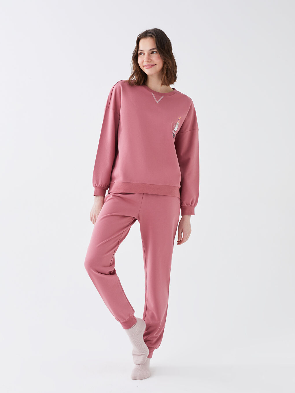 LCW Young بيجامه حريمى باكمام طويله و رقبه دائريه -S38647Z8-GW8