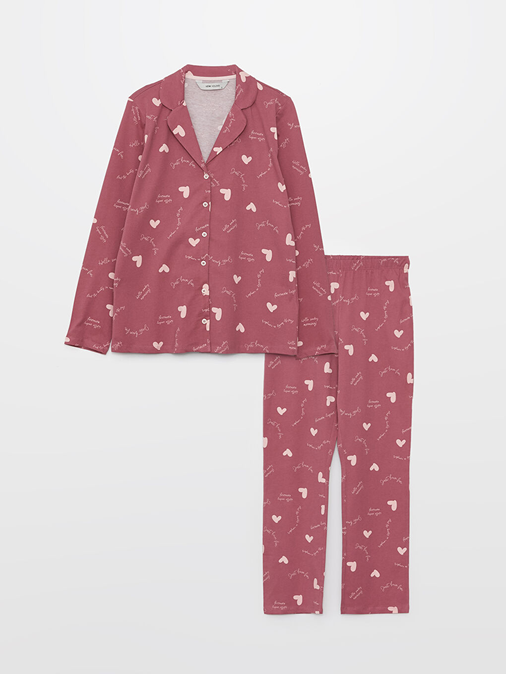 Женский комплект пижам с отложным воротником и принтом-4