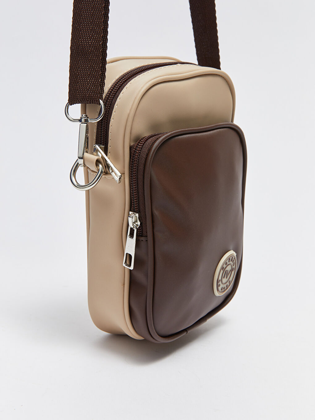 Kahverengi Renk Bloklu Kadın Telefon Çantası-4