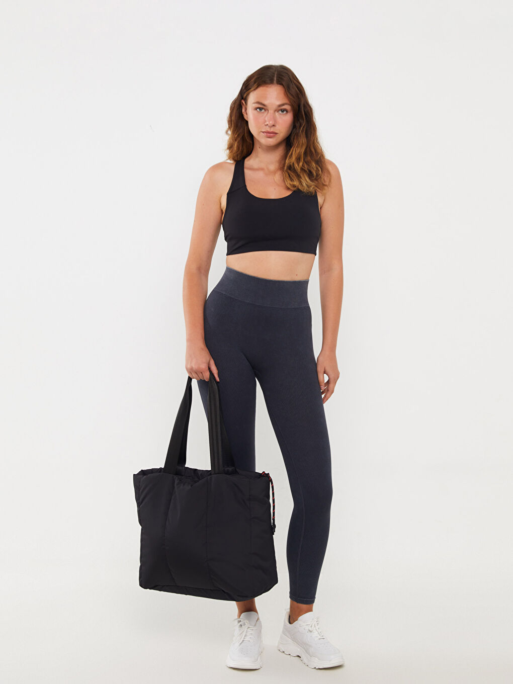 Siyah Paraşüt Kumaş Kadın Tote Çanta-1