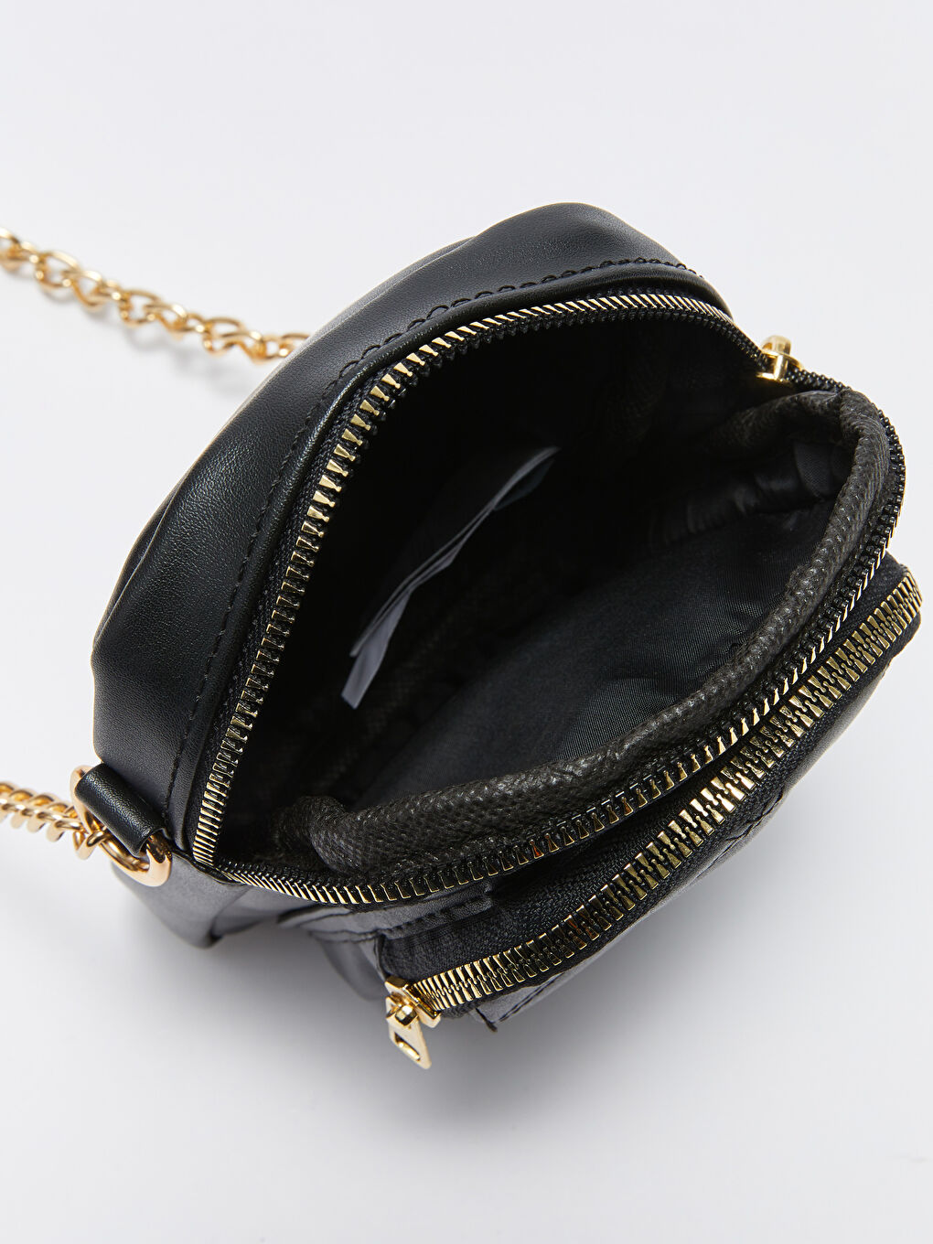 Siyah Deri Görünümlü Kapitoneli Kadın Telefon Çantası-5