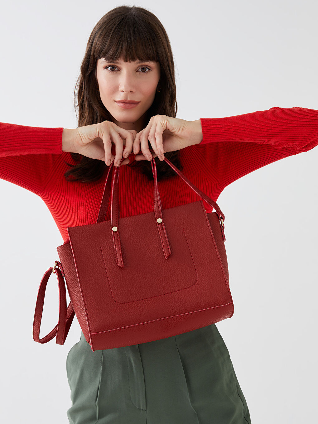 Geantă de umăr pentru femei cu aspect de piele