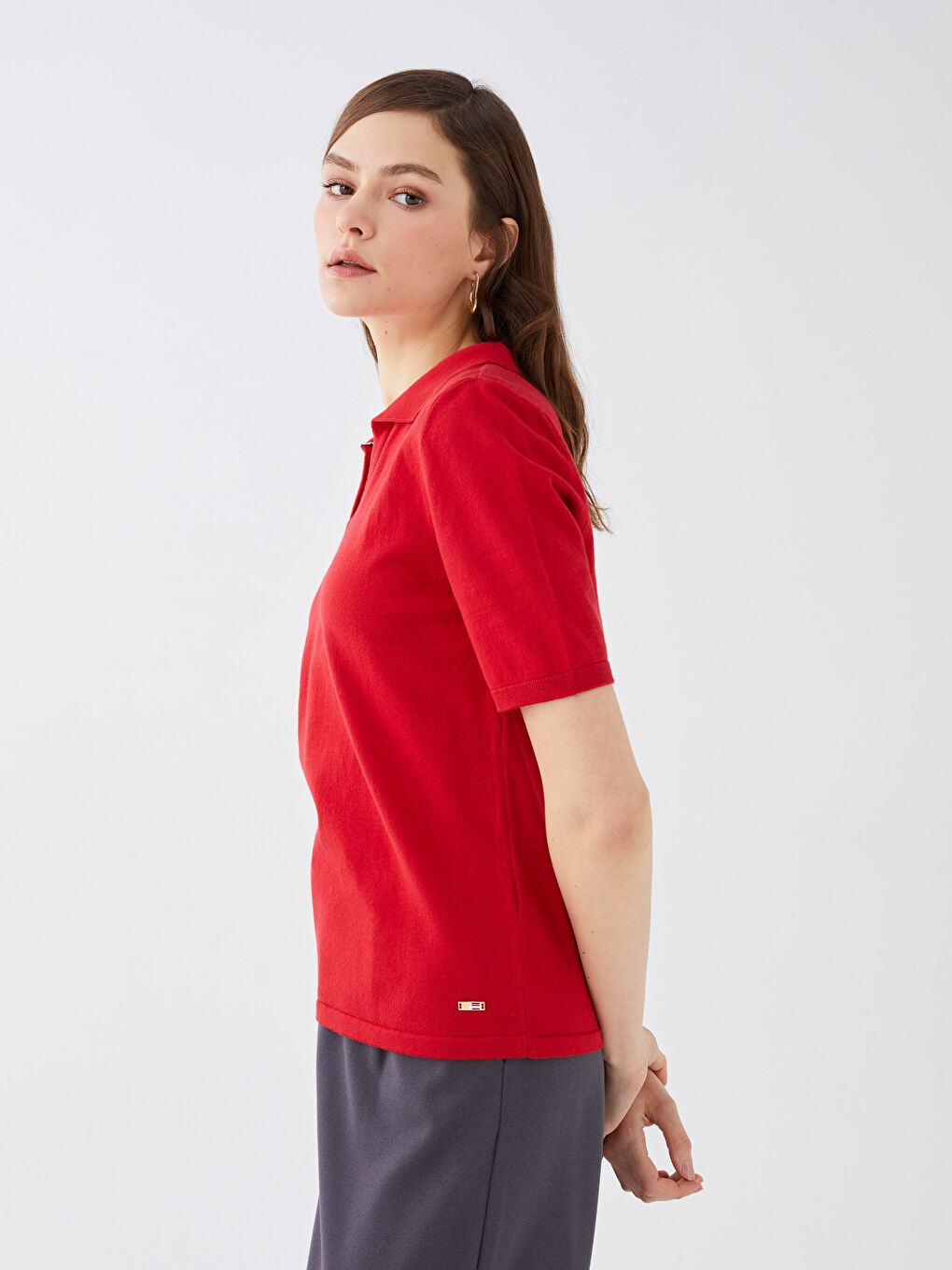 سترة تريكو بياقة بولو كم قصير للسيدات-1