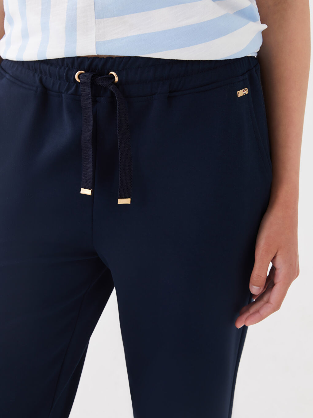 Lacivert Kadın Beli Lastikli Düz Eşofman Altı-1