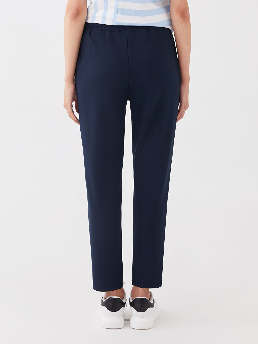 Lacivert Kadın Beli Lastikli Düz Eşofman Altı-3