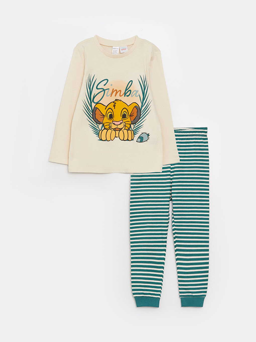 Ensemble de Pyjama pour Bébé Garçons à Manches Longues Col Rond Imprimé Roi Lion