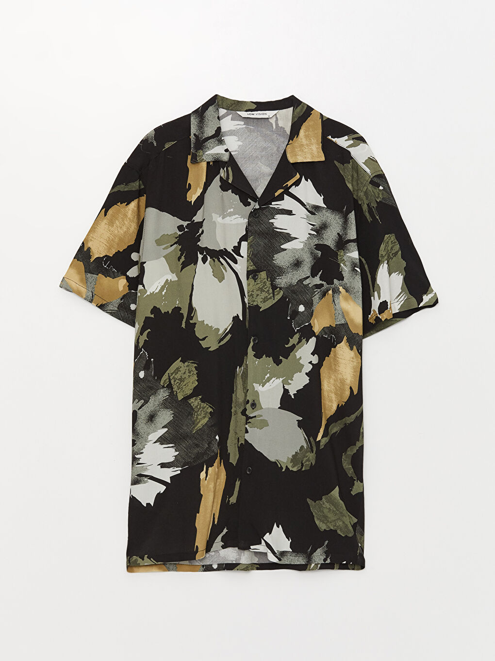 Siyah Regular Fit Kısa Kollu Desenli Erkek Gömlek-5