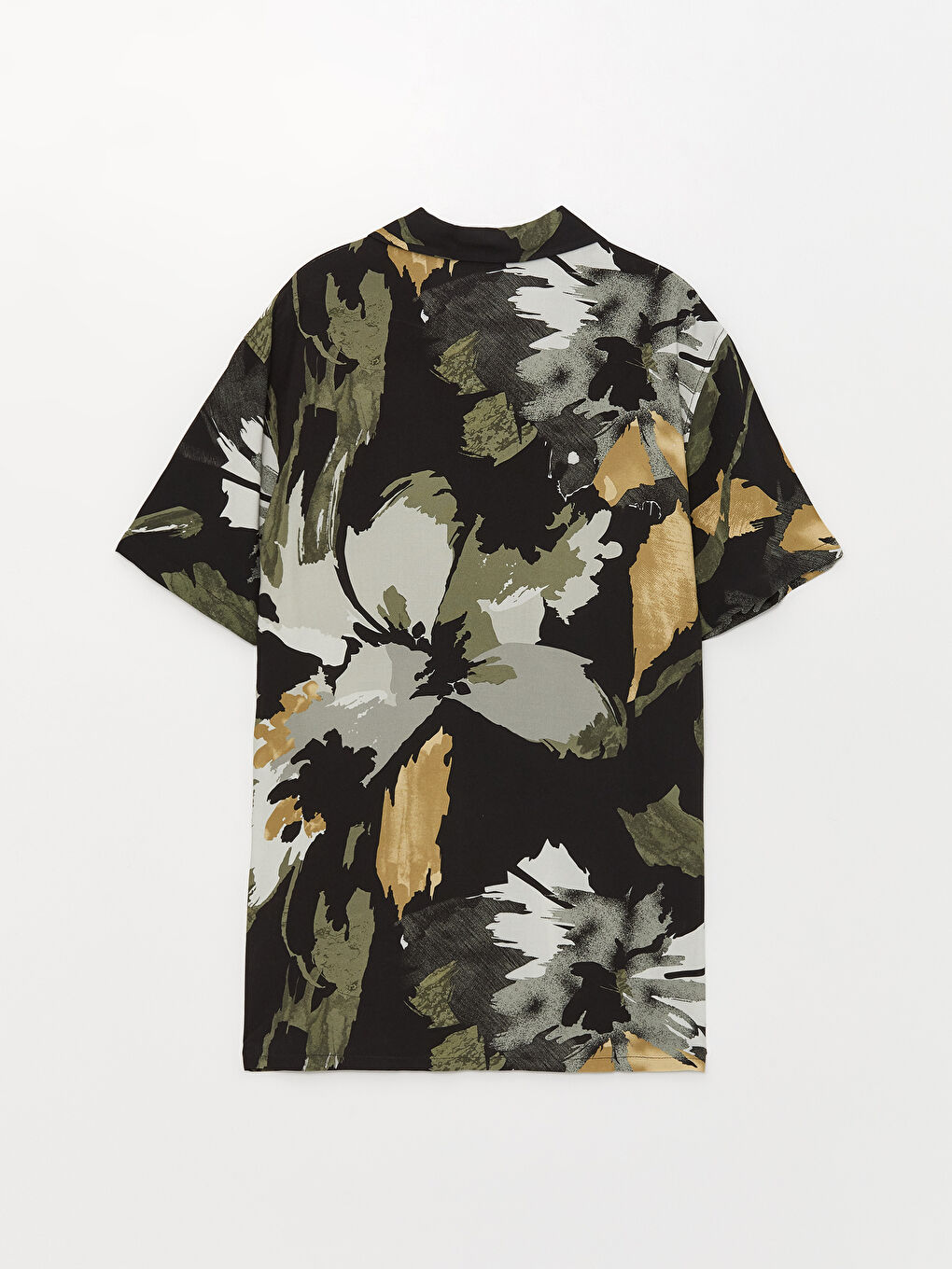 Siyah Regular Fit Kısa Kollu Desenli Erkek Gömlek-6