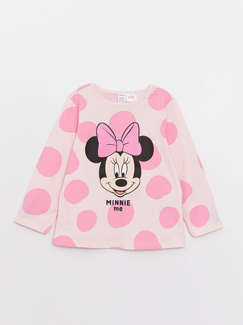 طقم بيجامة للبنات الصغيرات مطبوع ميكي ماوس بياقة دائرية وكم طويل-1