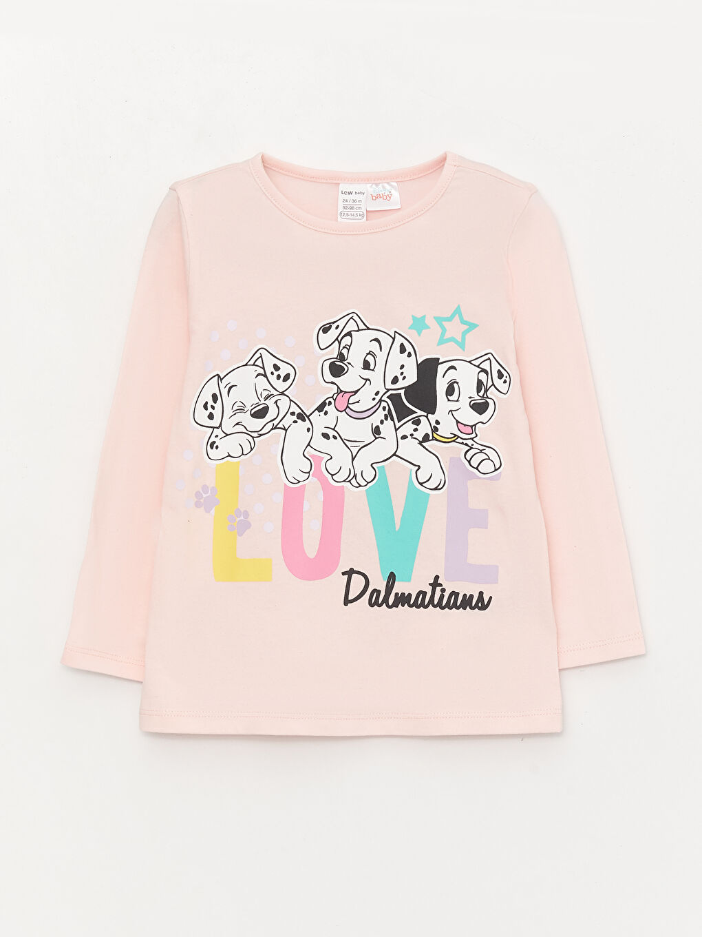 Crew Neck Long Sleeve 101 Dalmatians Printed Baby Girl Pajama Set-1