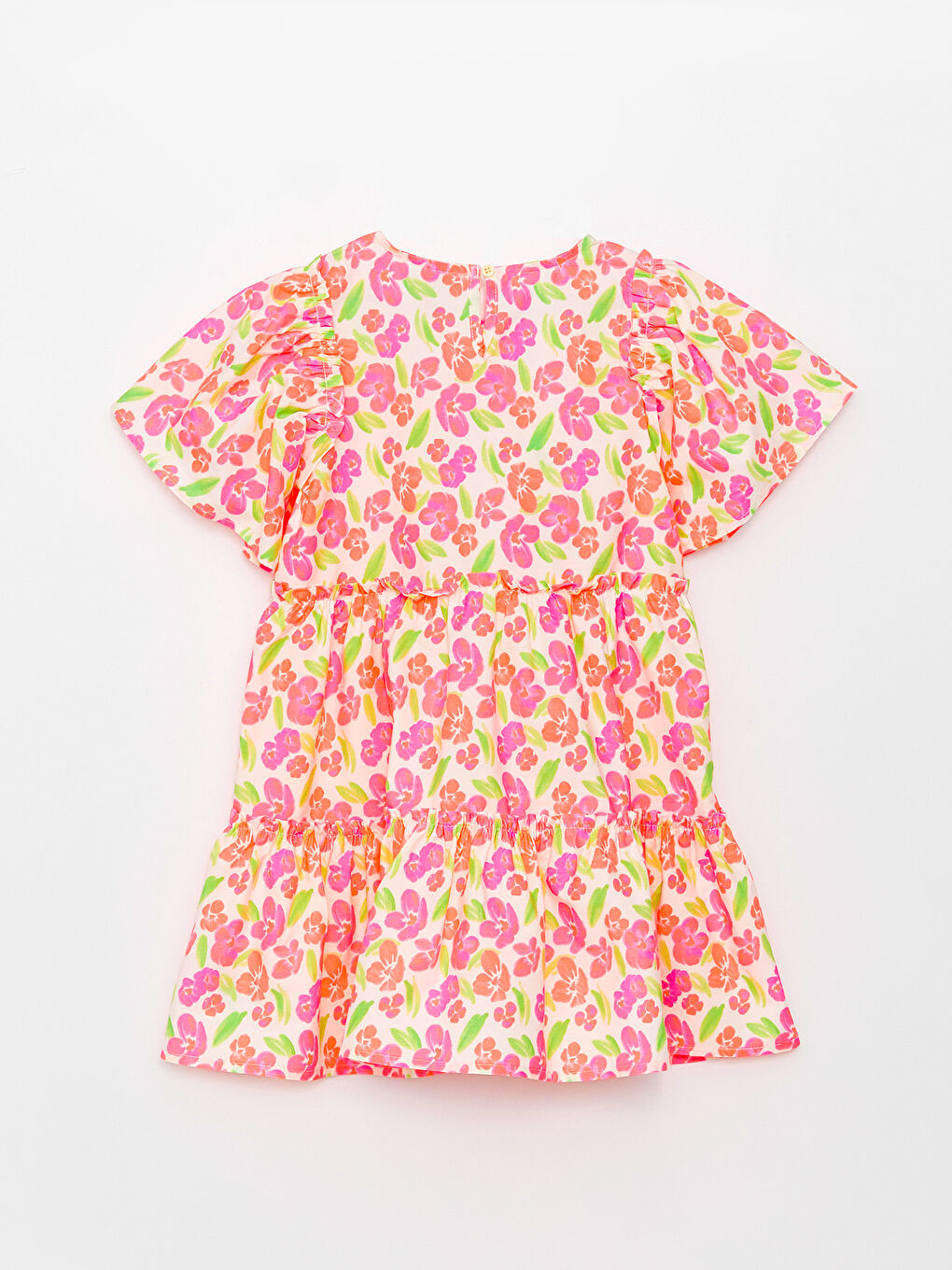 Crew Neck Patterned Short Sleeve Girls' Dress -S38732Z4-LU7