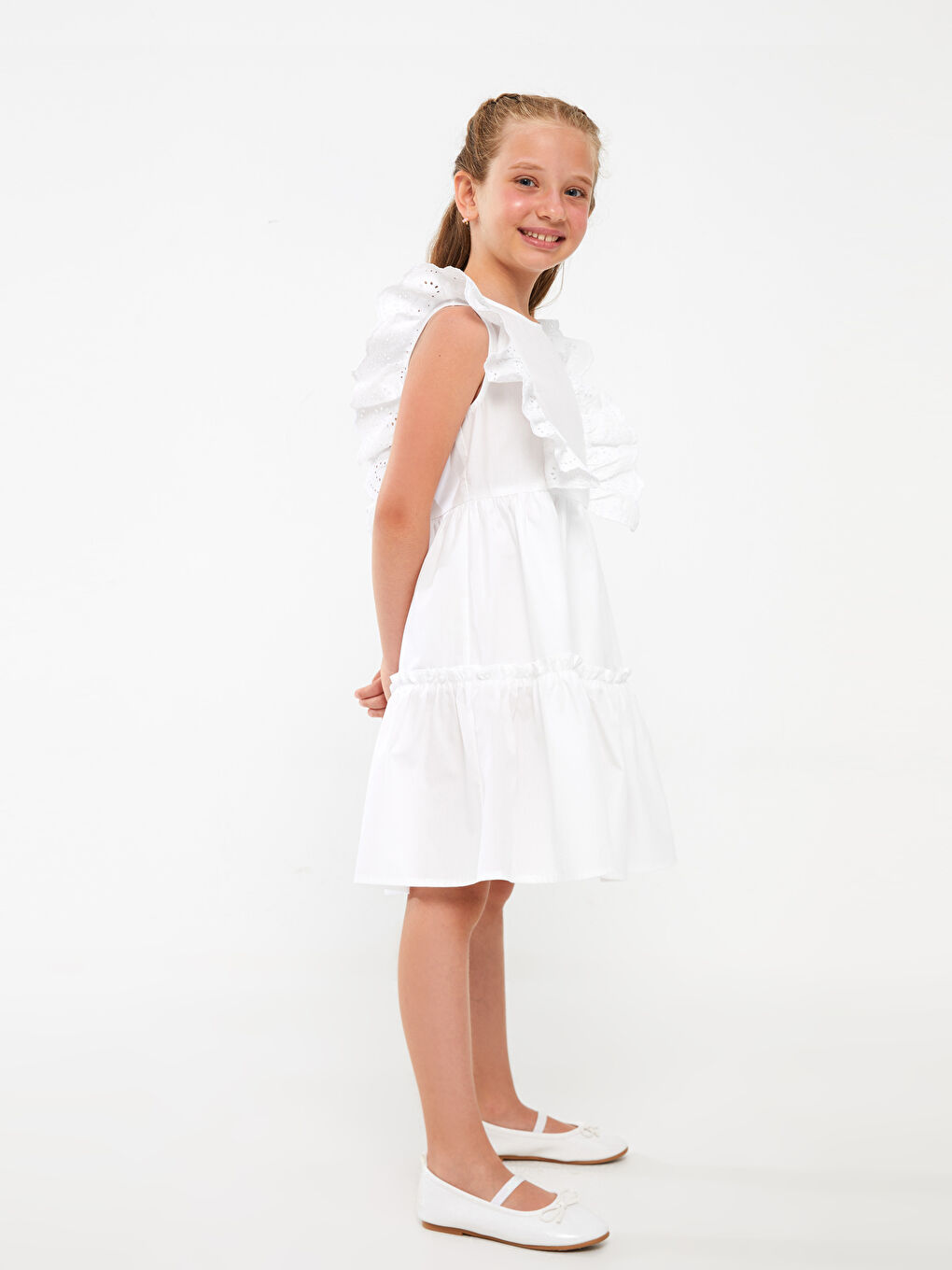 Crew Neck Girls' Dress -S38733Z4-Q6K