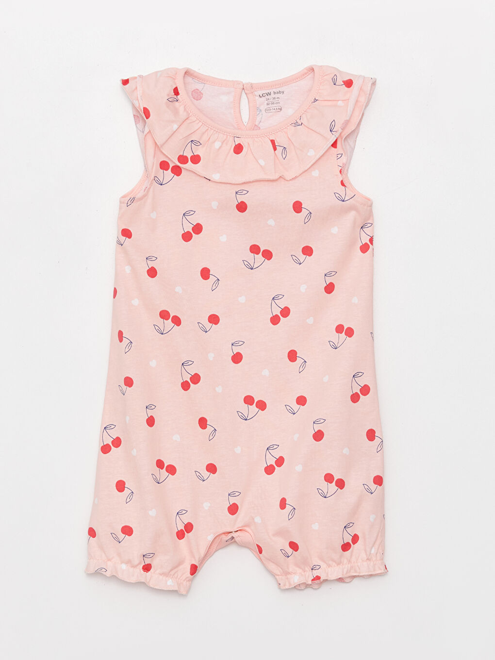 Pembe Bisiklet Yaka Desenli Kız Bebek Tulum