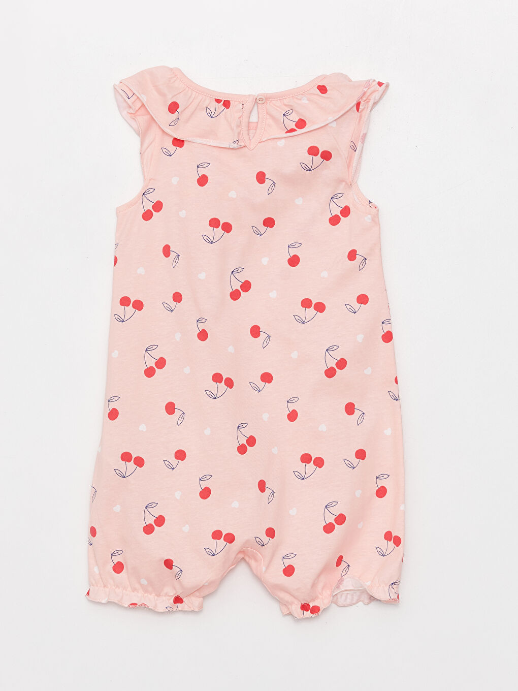 Pembe Bisiklet Yaka Desenli Kız Bebek Tulum-1