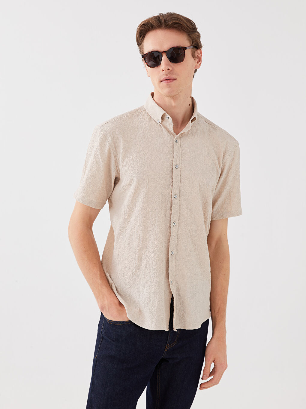 LCW Vision Regular Fit Short Sleeve Men's Shirt -S38745Z8-SYN