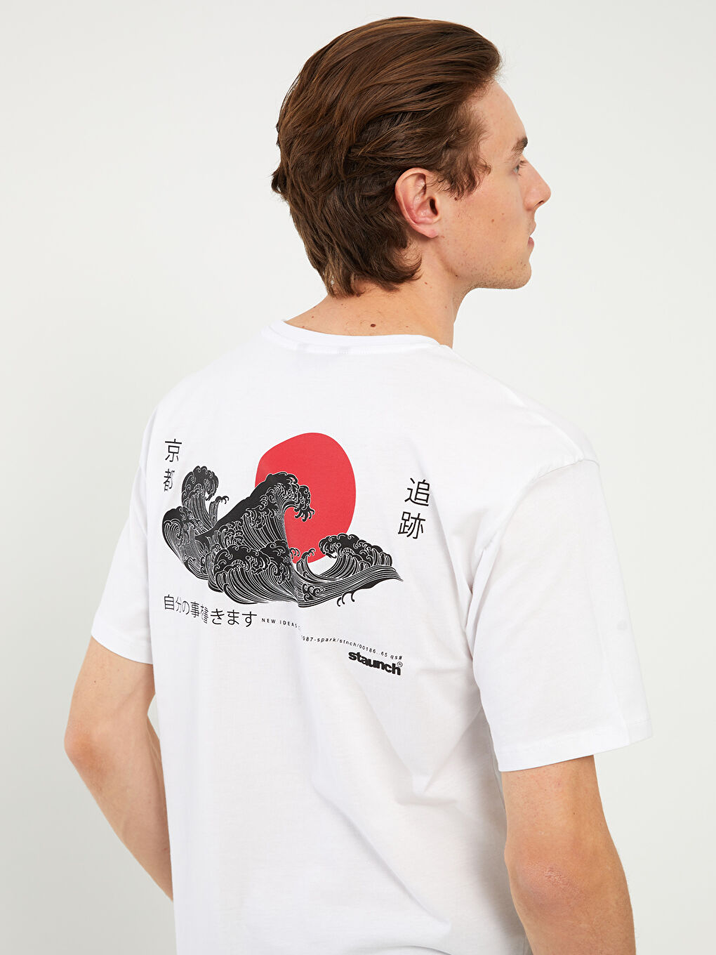 تي شيرت رجال كم قصير كول مدور مطبوع قطن ممشط