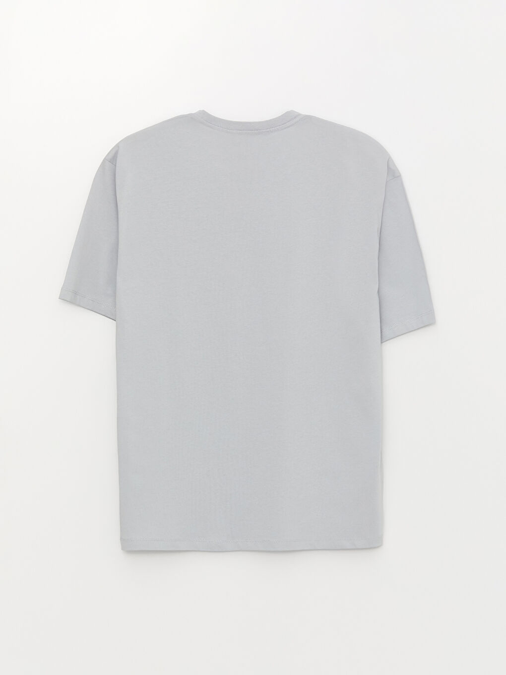 Gri Bisiklet Yaka Kısa Kollu Baskılı Penye Erkek Tişört-7