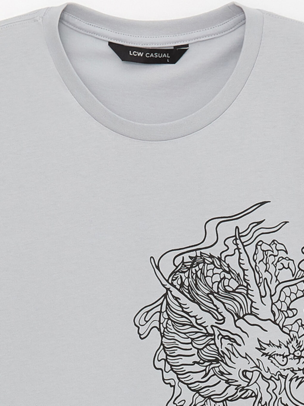 Gri Bisiklet Yaka Kısa Kollu Baskılı Penye Erkek Tişört-8