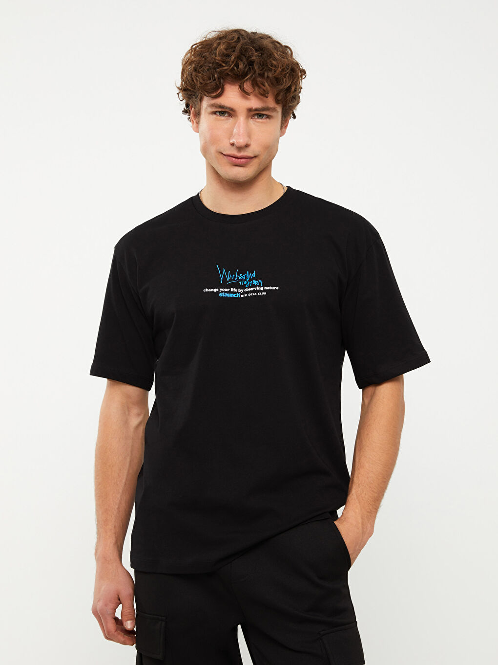 XSIDE Crew Neck Short Sleeve Printed Combed Cotton Men's T