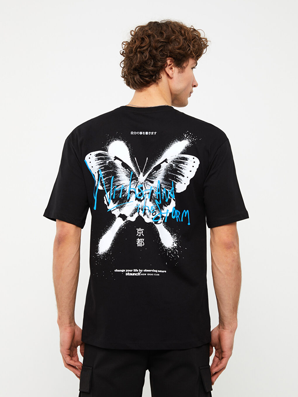 T-shirt pour hommes en coton peigné imprimé à manches courtes et col rond-4