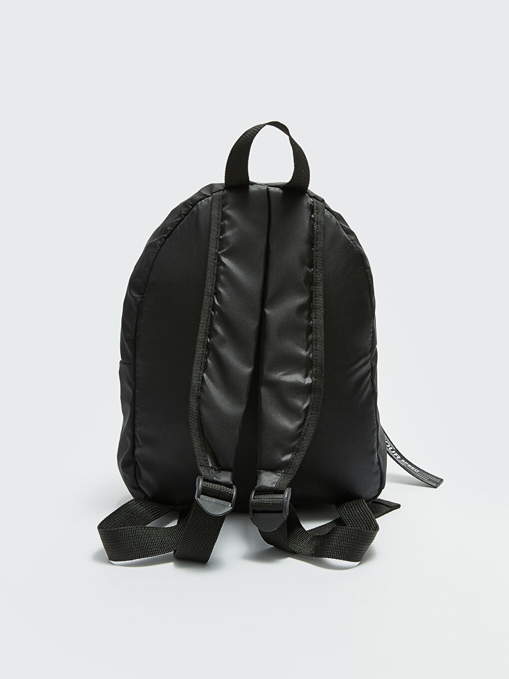 Siyah Paraşüt Kumaş Yazı Baskılı Kadın Sırt Çantası-5