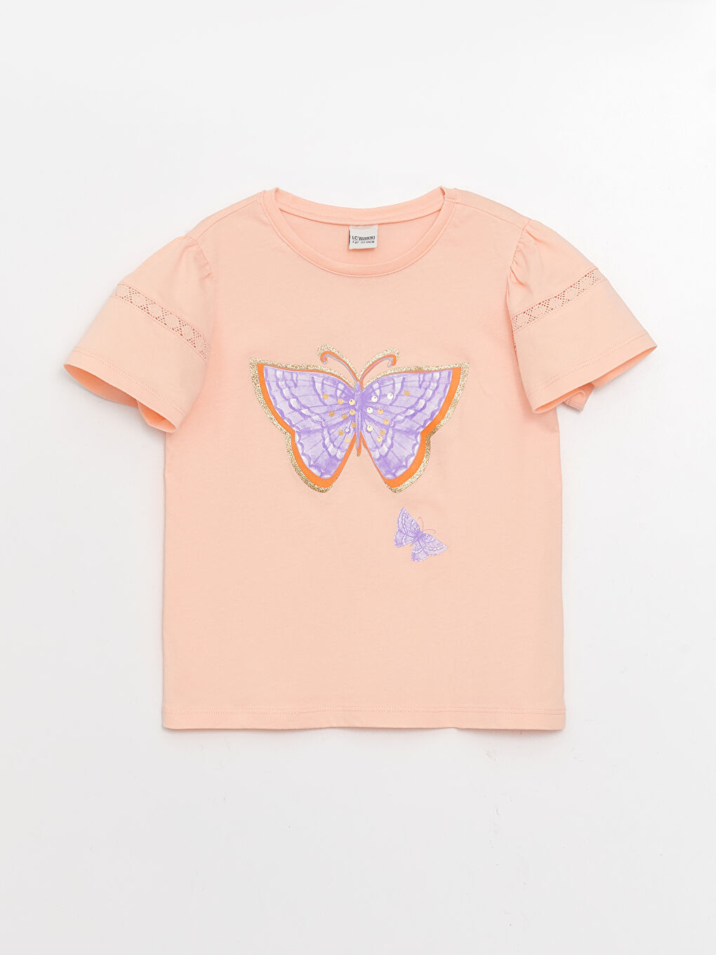 Crew Neck Printed Short Sleeve Girls' T-Shirt