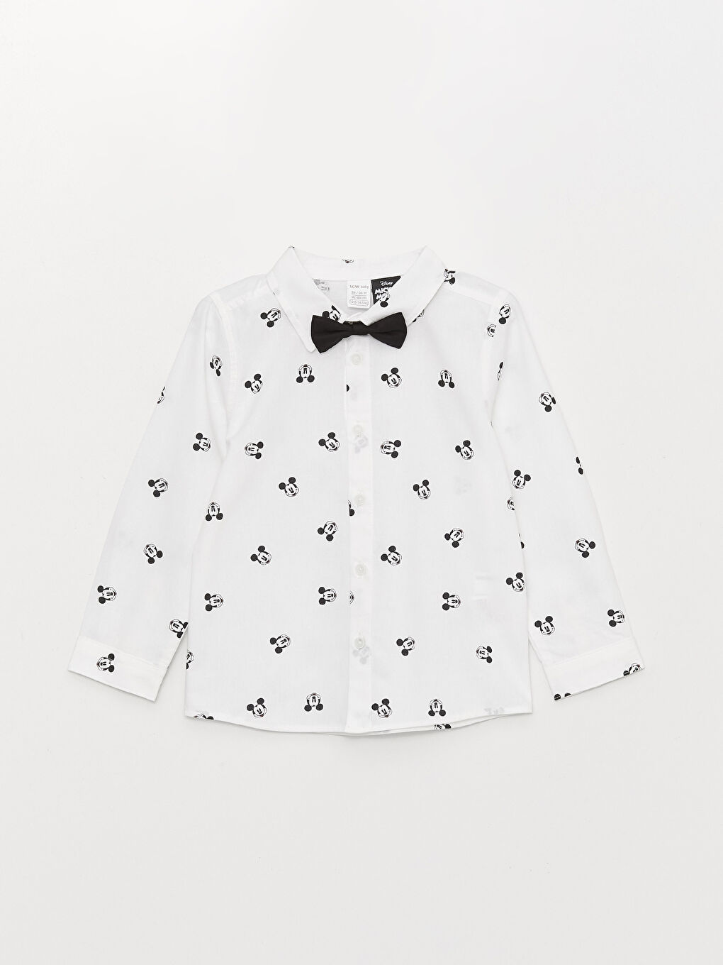 Long Sleeve Mickey Mouse Patterned Baby Boy Shirt and Bowtie