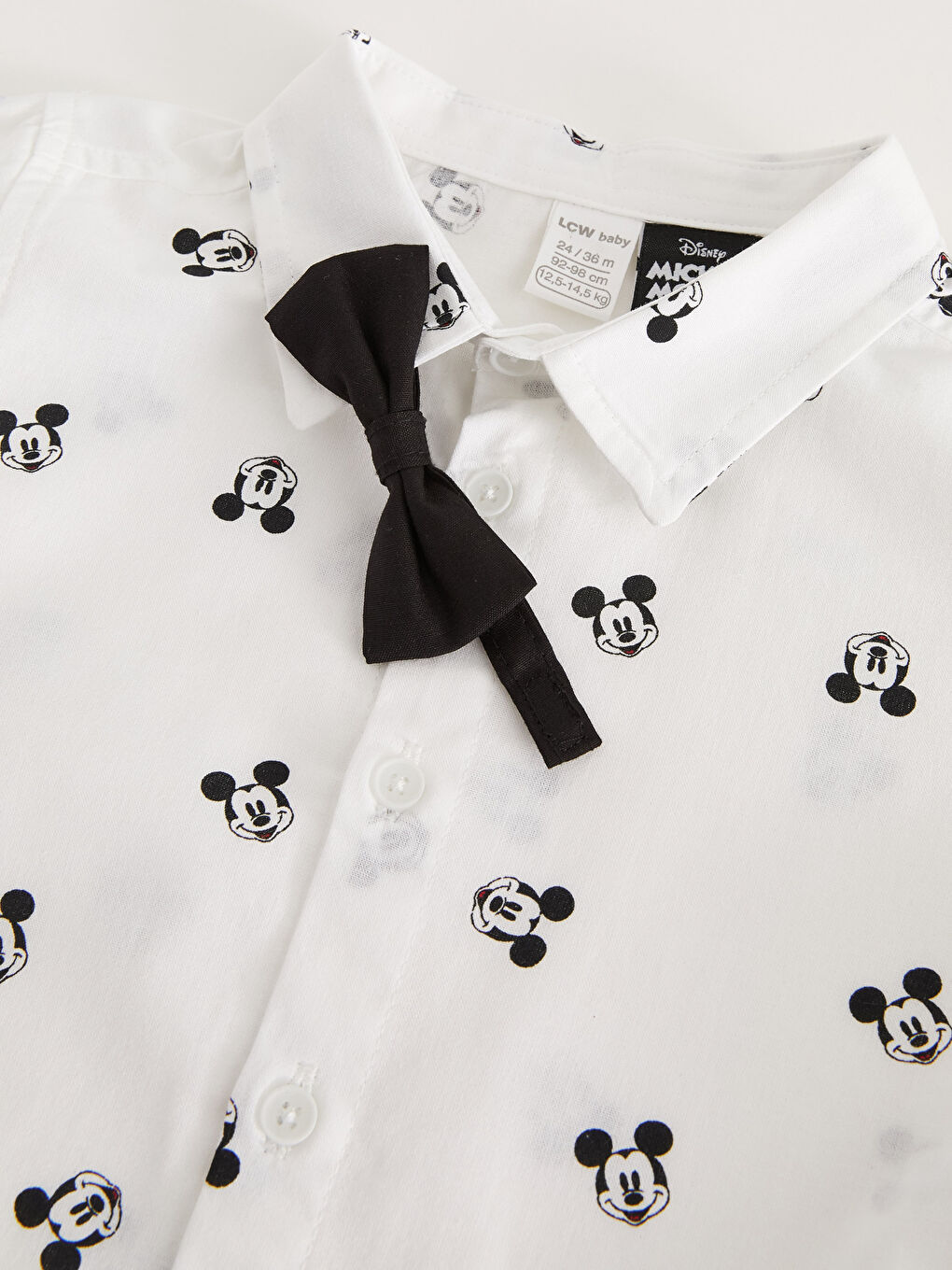 Long Sleeve Mickey Mouse Patterned Baby Boy Shirt and Bowtie-2