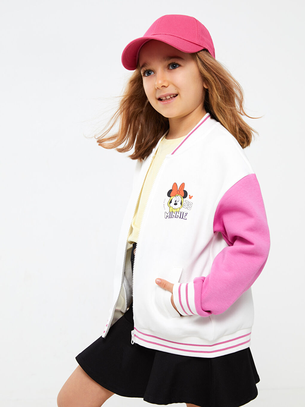 LCW Kids Minnie Mouse Printed Long Sleeve Girls' College Jacket -S38806Z4-FDU