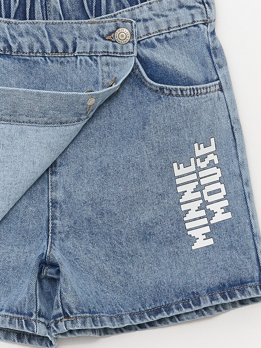 Mavi Beli Lastikli Minnie Mouse Baskılı Kız Çocuk Jean Şort Etek-2