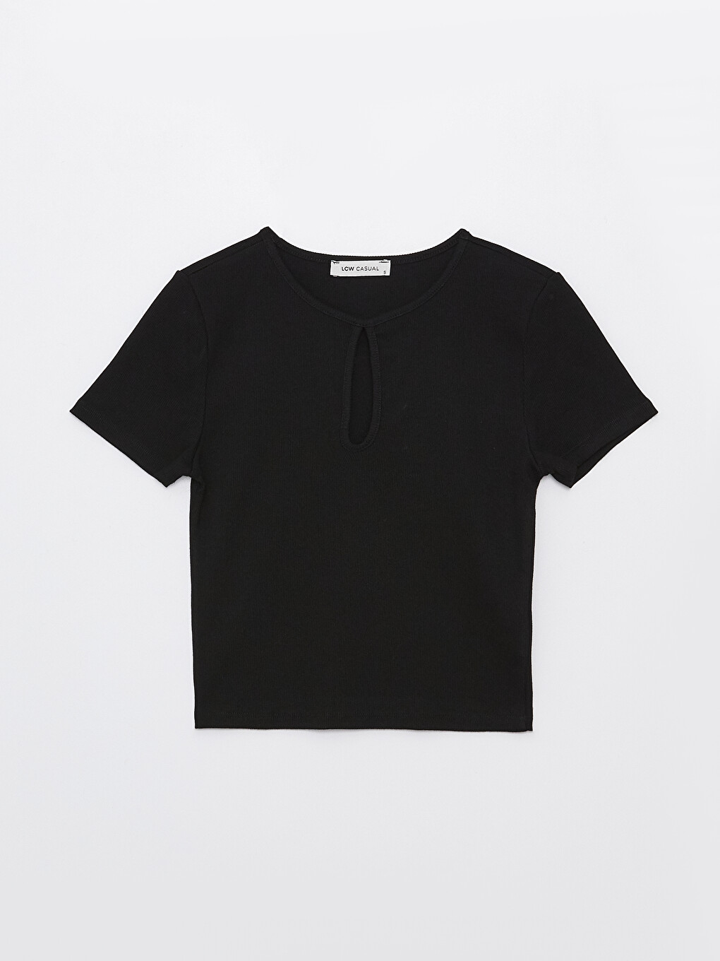 Crew Neck Plain Short Sleeve Women's Crop-5