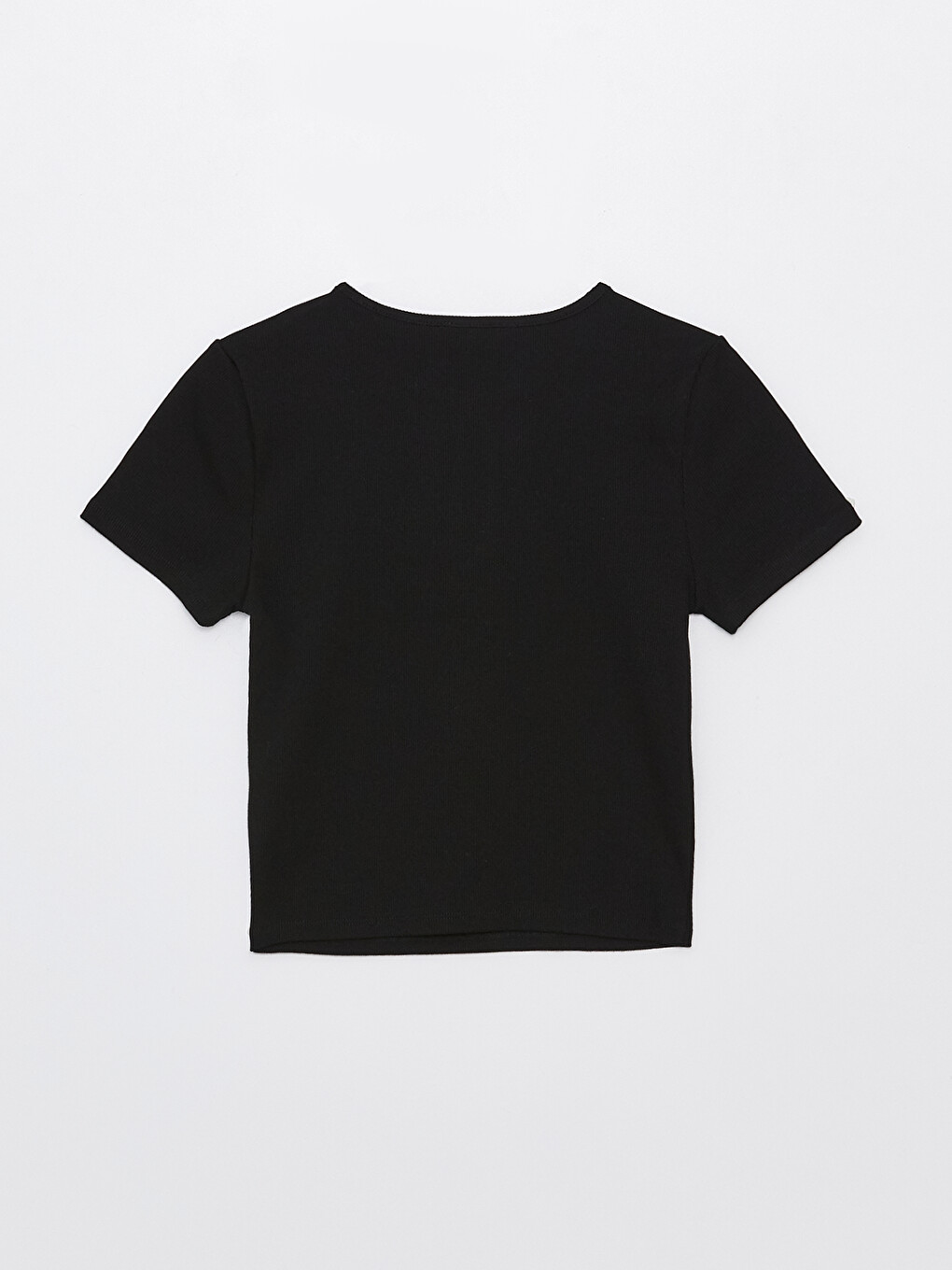 Crew Neck Plain Short Sleeve Women's Crop-6