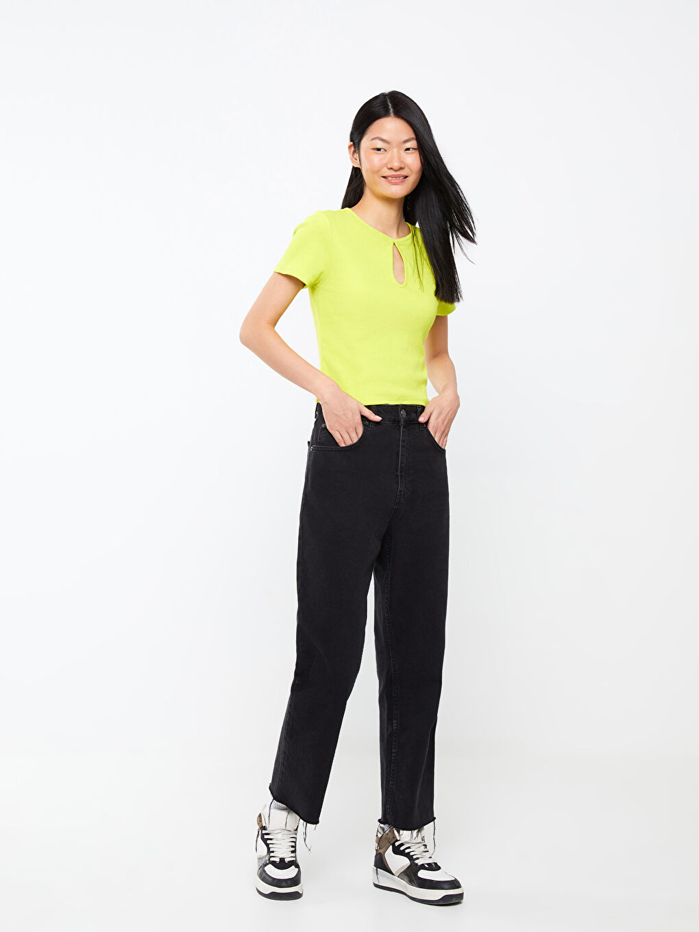 Crew Neck Plain Short Sleeve Women's Crop-4