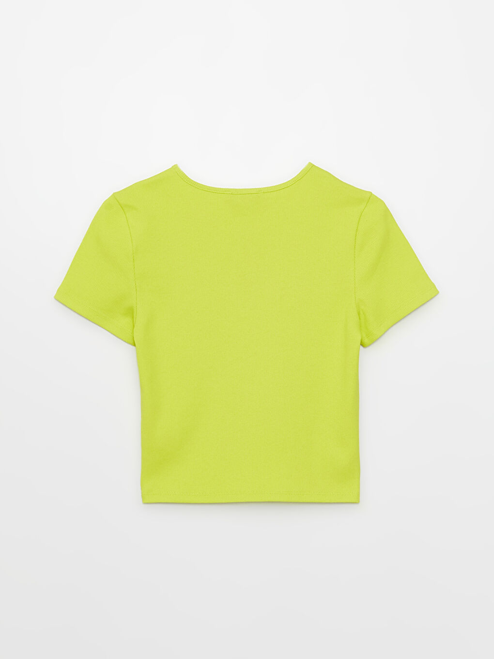 Crew Neck Plain Short Sleeve Women's Crop-7