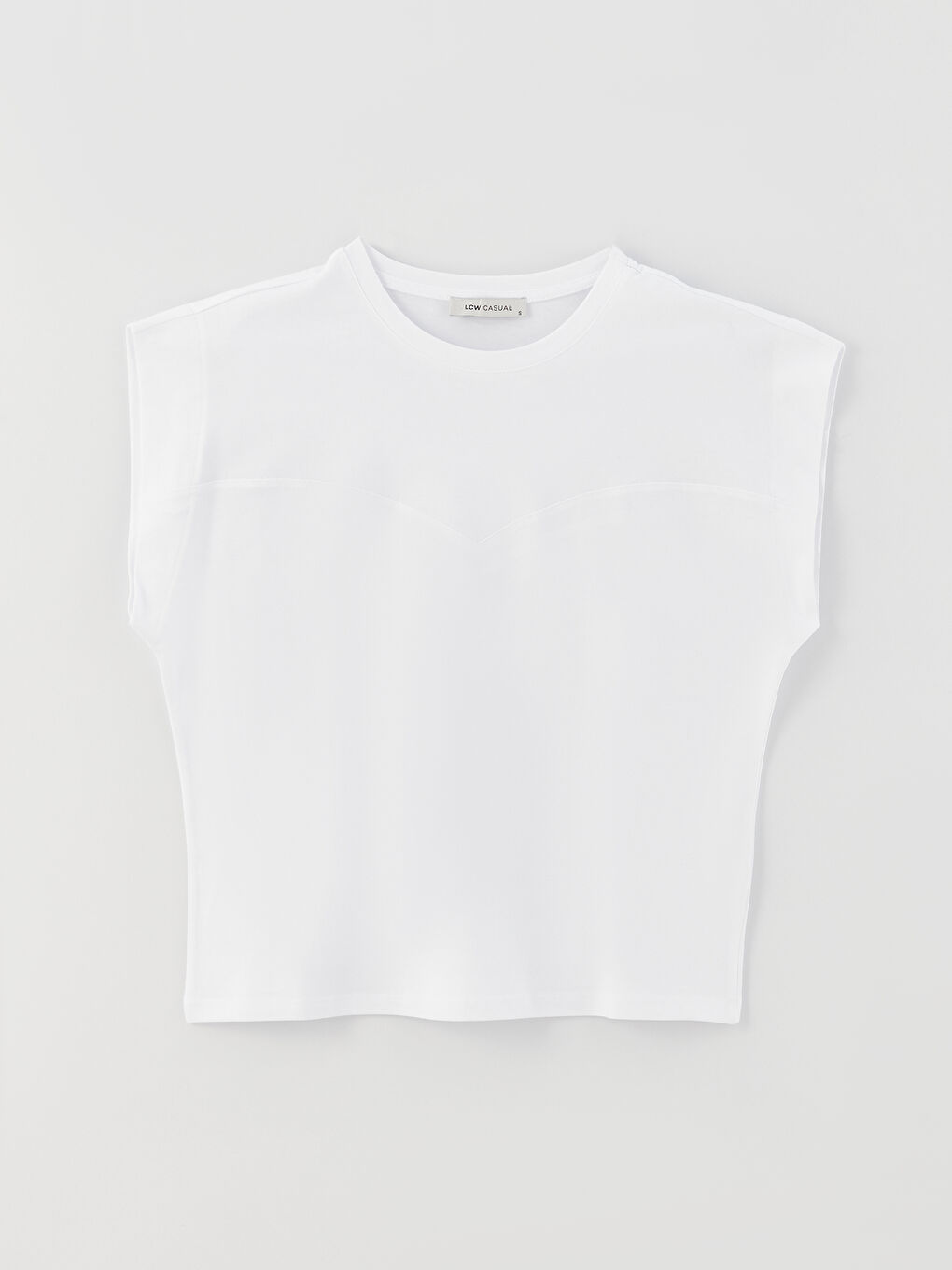 Beyaz Bisiklet Yaka Düz Kısa Kollu Kadın Tişört-5