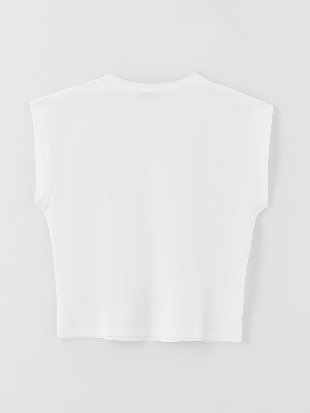 Beyaz Bisiklet Yaka Düz Kısa Kollu Kadın Tişört-6