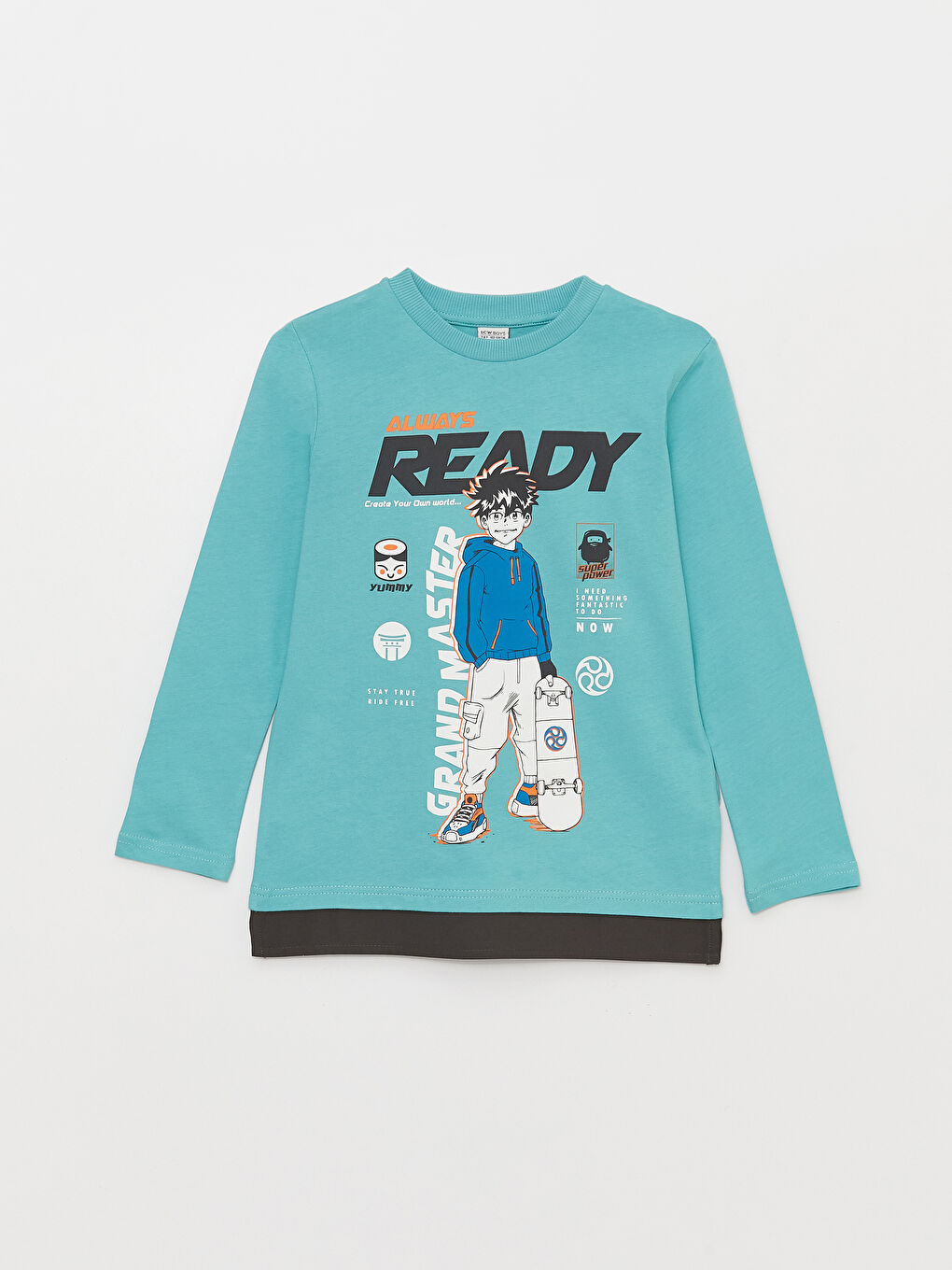 LCW Kids Crew Neck Printed Long Sleeve Boys' T-Shirt -S38844Z4-GLU