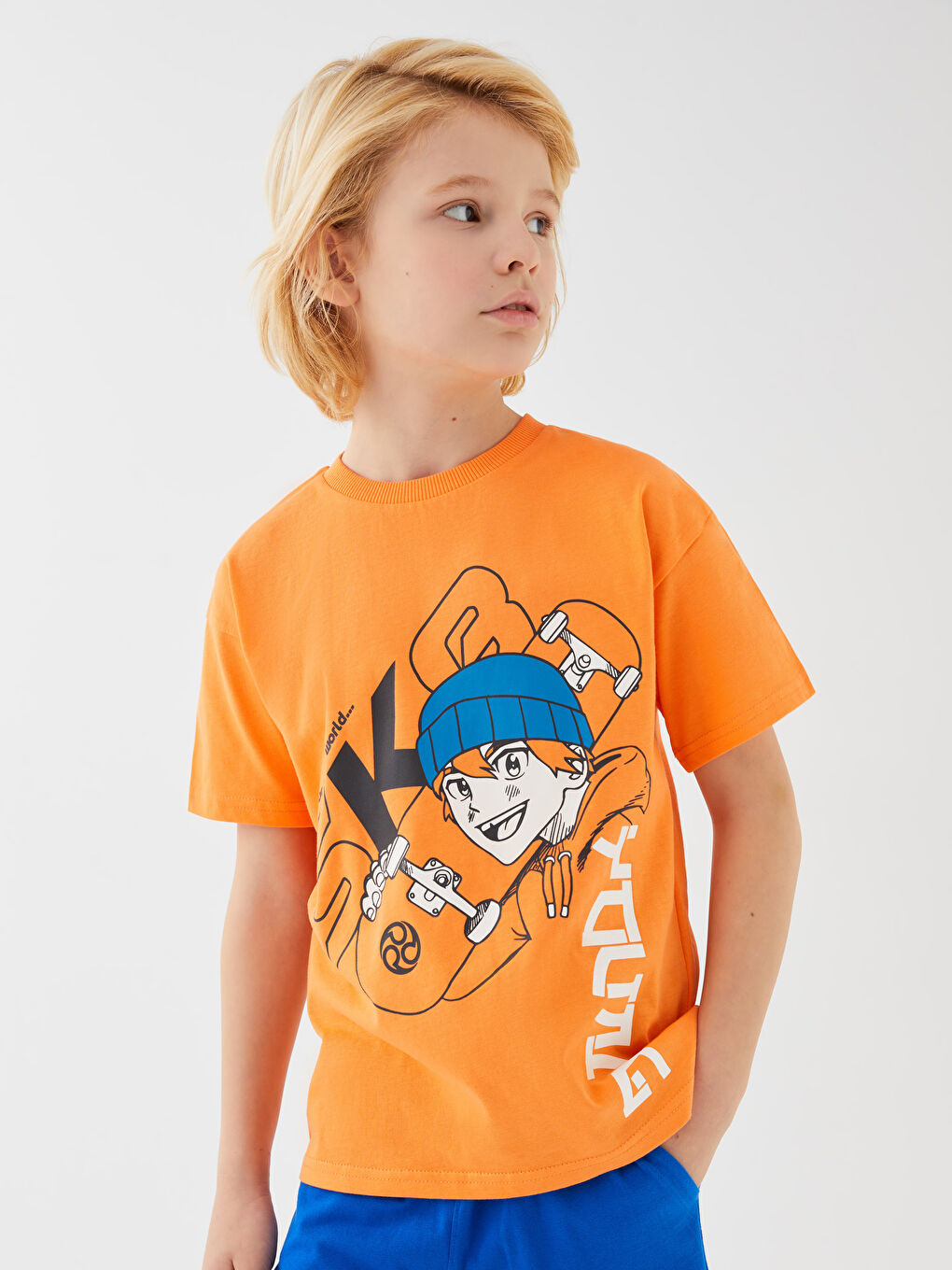 Comfortable Fit Crew Neck Printed Boys T-Shirt -S38845Z4-GBE