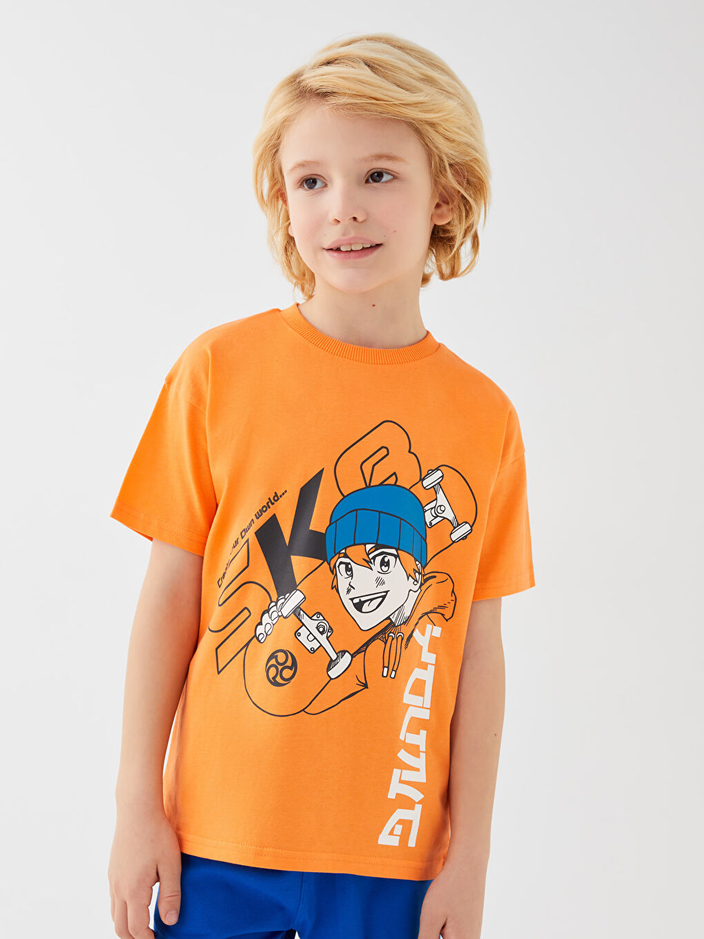 Comfortable Fit Crew Neck Printed Boys T-Shirt -S38845Z4-GBE