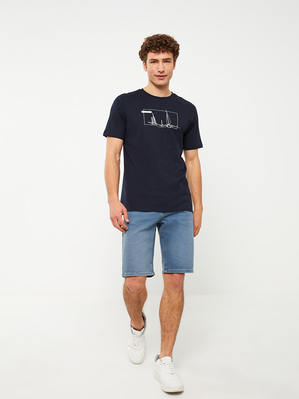 تيشيرت رجالي ياقة دائرية كم قصير مطبوع قطن ممشط-2