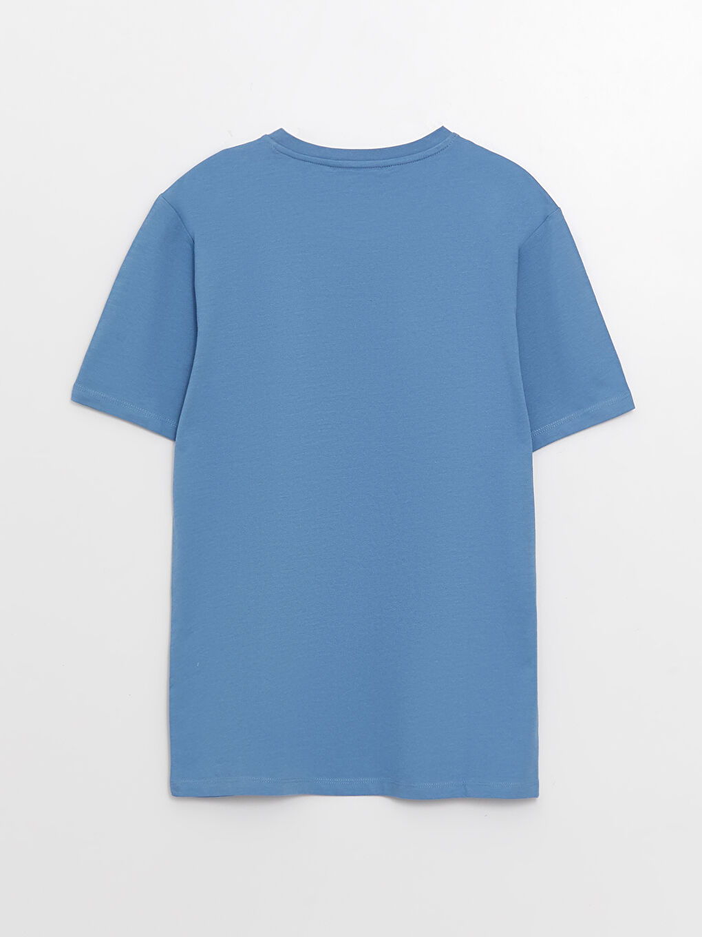 Mavi Bisiklet Yaka Kısa Kollu Nakışlı Erkek Tişört-6