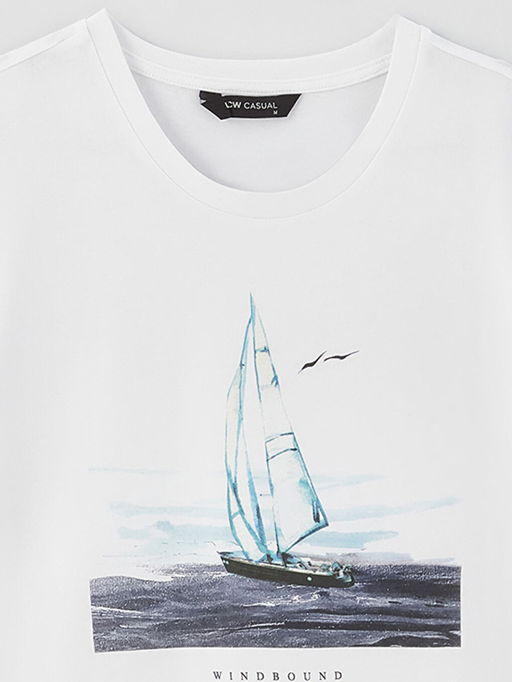 Beyaz Bisiklet Yaka Kısa Kollu Baskılı Penye Erkek Tişört-7