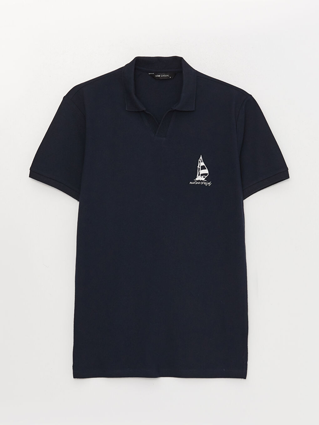 تي شيرت ياقة بولو كم قصير مطرز للرجال-5