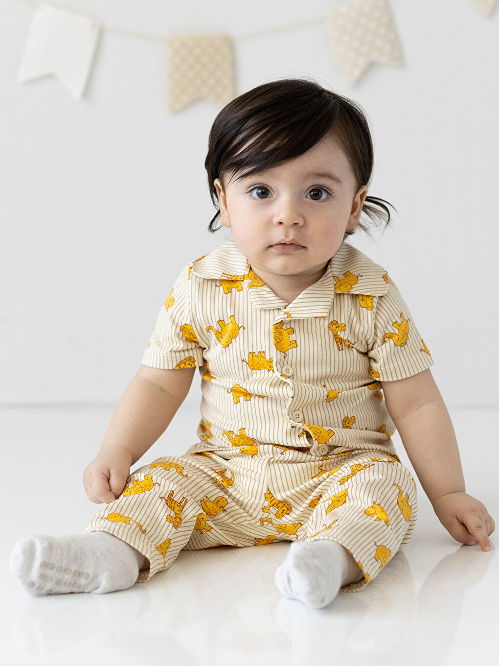 Set de pijama pentru Bebeluși Băieți cu Guler înalt și Mânecă scurtă Imprimat